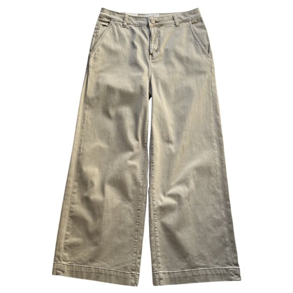 NEW CASLON Nordstrom Wide Leg High Waist Crop Chino Pant Trouser Size 28 Tan - Picture 9 of 10